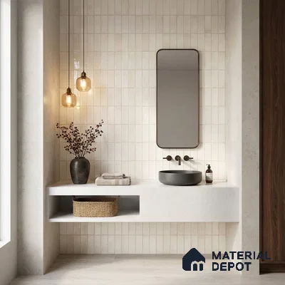 Faux Subway Wall Tile TL 11681 C Ivory Lattice 2 ft x 1 ft Ceramic Glossy Finish Tile - 9 mm | Suitable For Bathroom, Dining Area, Kitchen Backsplash