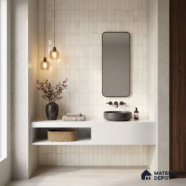 Faux Subway Wall Tile TL 11681 C Ivory Lattice 2 ft x 1 ft Ceramic Glossy Finish Tile - 9 mm | Suitable For Bathroom, Dining Area, Kitchen Backsplash