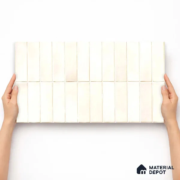 Faux Subway Wall Tile TL 11681 C Ivory Lattice 2 ft x 1 ft Ceramic Glossy Finish Tile - 9 mm | Suitable For Bathroom, Dining Area, Kitchen Backsplash