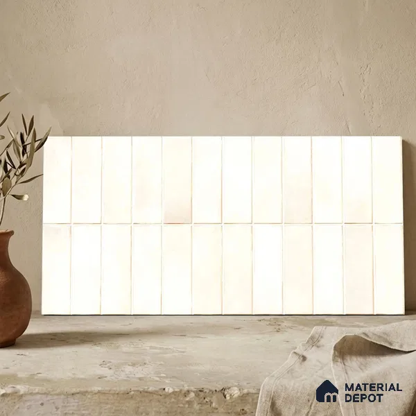 Faux Subway Wall Tile TL 11681 C Ivory Lattice 2 ft x 1 ft Ceramic Glossy Finish Tile - 9 mm | Suitable For Bathroom, Dining Area, Kitchen Backsplash