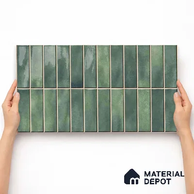 Faux Subway Wall Tile TL 11681 D Moss Kitkat 2 ft x 1 ft Ceramic Glossy Finish Tile - 9 mm | Suitable For Bathroom, Balcony & Kitchen Backsplash