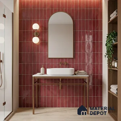 Faux Subway Wall Tile TL 11681 E Mulberry Lane 2 ft x 1 ft Ceramic Glossy Finish Tile - 9 mm | Suitable For Bathroom, Balcony & Kitchen Backsplash (Sample)