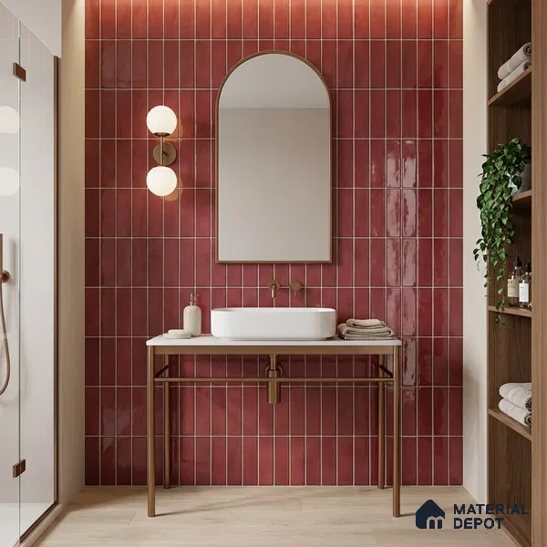 Faux Subway Wall Tile TL 11681 E Mulberry Lane 2 ft x 1 ft Ceramic Glossy Finish Tile - 9 mm | Suitable For Bathroom, Balcony & Kitchen Backsplash (Sample)