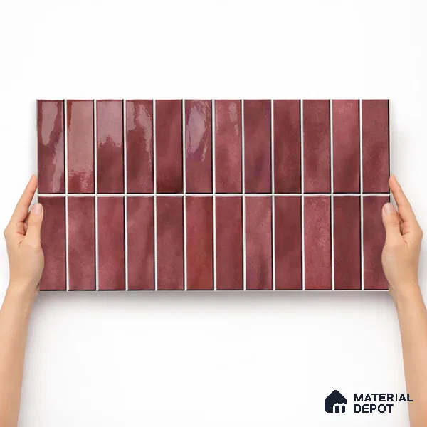 Faux Subway Wall Tile TL 11681 E Mulberry Lane 2 ft x 1 ft Ceramic Glossy Finish Tile - 9 mm | Suitable For Bathroom, Balcony & Kitchen Backsplash (Sample)