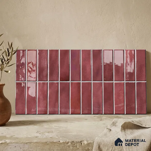 Faux Subway Wall Tile TL 11681 E Mulberry Lane 2 ft x 1 ft Ceramic Glossy Finish Tile - 9 mm | Suitable For Bathroom, Balcony & Kitchen Backsplash (Sample)
