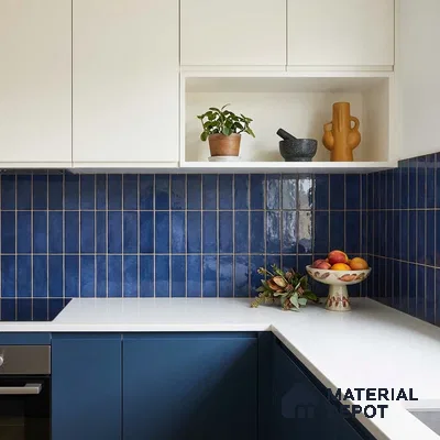 Faux Subway Wall Tile TL 11681 F Indigo Lattice 2 ft x 1 ft Ceramic Glossy Finish Tile - 9 mm | Suitable For Bathroom, Dining Area, Kitchen Backsplash