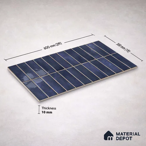 Faux Subway Wall Tile TL 11681 F Indigo Lattice 2 ft x 1 ft Ceramic Glossy Finish Tile - 9 mm | Suitable For Bathroom, Balcony & Kitchen Backsplash