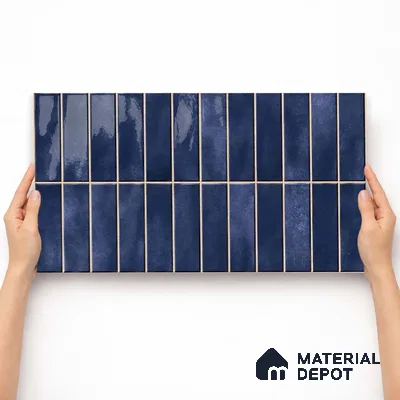 Faux Subway Wall Tile TL 11681 F Indigo Lattice 2 ft x 1 ft Ceramic Glossy Finish Tile - 9 mm | Suitable For Bathroom, Dining Area, Kitchen Backsplash
