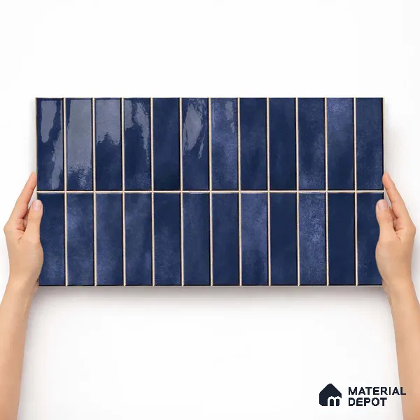 Faux Subway Wall Tile TL 11681 F Indigo Lattice 2 ft x 1 ft Ceramic Glossy Finish Tile - 9 mm | Suitable For Bathroom, Dining Area, Kitchen Backsplash