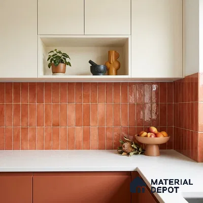 Faux Subway Wall Tile TL 11681 G Terracotta Linear 2 ft x 1 ft Ceramic Glossy Finish Tile - 9 mm | Suitable For Bathroom, Dining Area, Kitchen Backsplash
