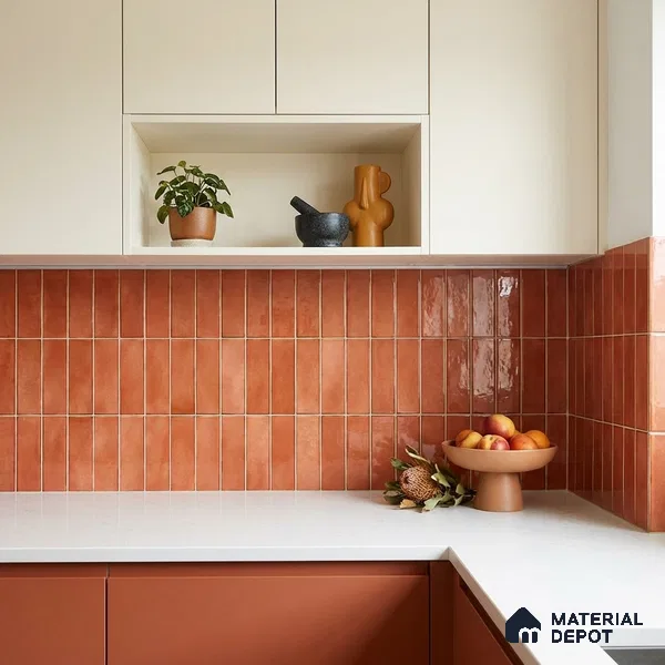 Faux Subway Wall Tile TL 11681 G Terracotta Linear 2 ft x 1 ft Ceramic Glossy Finish Tile - 9 mm | Suitable For Bathroom, Dining Area, Kitchen Backsplash
