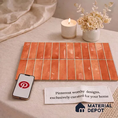 Faux Subway Wall Tile TL 11681 G Terracotta Linear 2 ft x 1 ft Ceramic Glossy Finish Tile - 9 mm | Suitable For Bathroom, Dining Area, Kitchen Backsplash