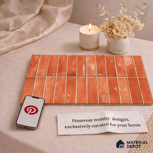Faux Subway Wall Tile TL 11681 G Terracotta Linear 2 ft x 1 ft Ceramic Glossy Finish Tile - 9 mm | Suitable For Bathroom, Dining Area, Kitchen Backsplash