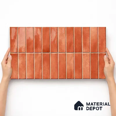 Faux Subway Wall Tile TL 11681 G Terracotta Linear 2 ft x 1 ft Ceramic Glossy Finish Tile - 9 mm | Suitable For Bathroom, Dining Area, Kitchen Backsplash