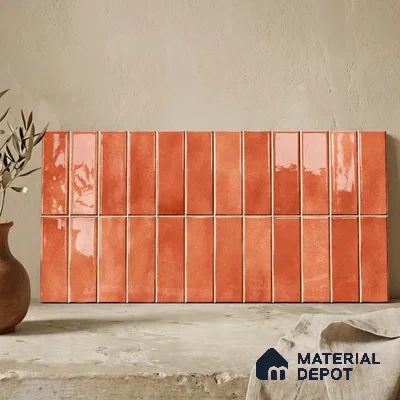 Faux Subway Wall Tile TL 11681 G Terracotta Linear 2 ft x 1 ft Ceramic Glossy Finish Tile - 9 mm | Suitable For Bathroom, Dining Area, Kitchen Backsplash