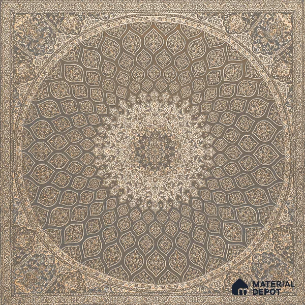 Carpet Wall & Floor Tile TL 11657 C Isfahan Medallion | 2 ft x 2 ft Punch Matte Finish Vitrified Tile - 9 mm | Suitable For Living Room, Bedroom, Kitchen