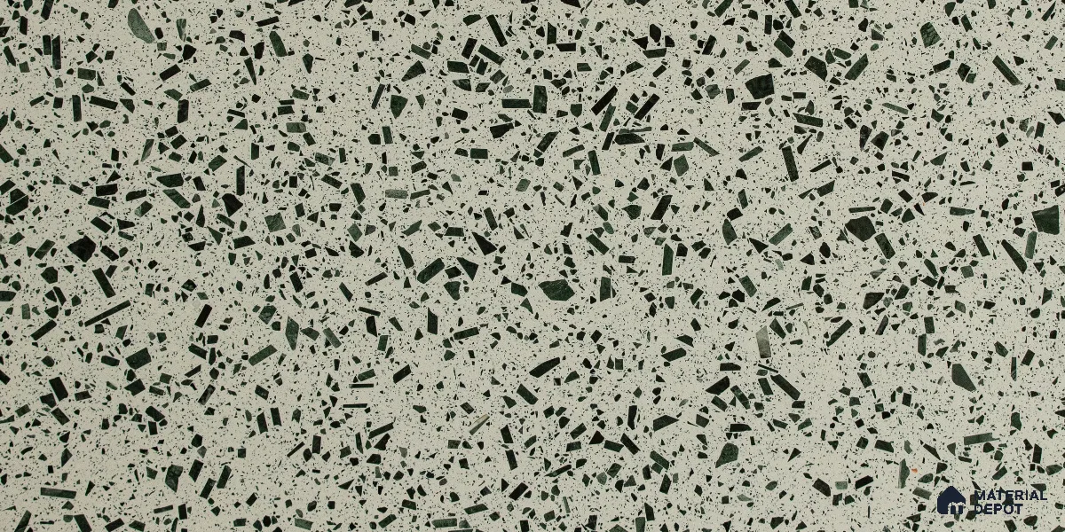MR 00017 B Jade Forest 10 ft x 4 ft Wall & Floor Terrazzo Slabs - 18 mm | Suitable for Office, Reception, Restaurant, Dining, Pooja Room