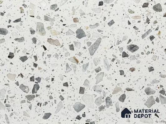 MR 00023 Lunar Speckle 10 ft x 4 ft Wall & Floor Terrazzo Slabs - 15 mm | Suitable for Office, Reception, Restaurant, Dining, Pooja Room