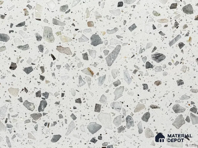 MR 00023 B Lunar Speckle 10 ft x 4 ft Wall & Floor Terrazzo Slabs - 18 mm | Suitable for Office, Reception, Restaurant, Dining, Pooja Room