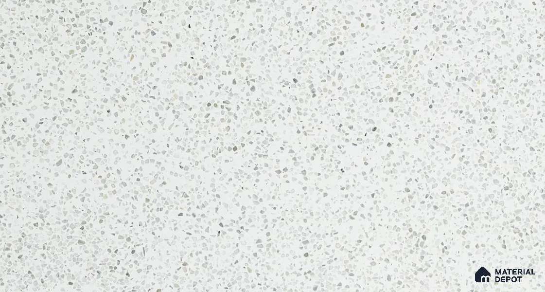 MR 00021 B Cluster White 10 ft x 4 ft Wall & Floor Terrazzo Slabs - 18 mm | Suitable for Office, Reception, Restaurant, Dining, Pooja Room
