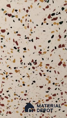 MR 00026 Melange Cream 10 ft x 4 ft Wall & Floor Terrazzo Slabs - 15 mm | Suitable for Office, Reception, Restaurant, Dining, Pooja Room