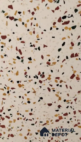 MR 00026 Melange Cream 10 ft x 4 ft Wall & Floor Terrazzo Slabs - 15 mm | Suitable for Office, Reception, Restaurant, Dining, Pooja Room