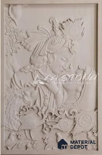 WL 00397 3D Cream Radha Krishna 900 x 600 mm Natural Stone Wall Cladding |  Stone is a Natural Product, Please Expect Variation in Shades