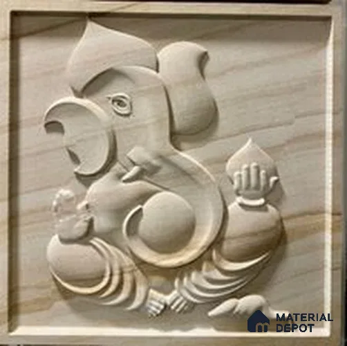 WL 00391 3D Marigold Ganesha 600 x 600 mm Natural Stone Wall Cladding |  Stone is a Natural Product, Please Expect Variation in Shades
