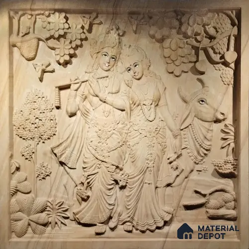 WL 00191 3D Morish Radha Krishna 990 x 990 mm Natural Stone Wall Cladding | Stone is a Natural Product, Please Expect Variation in Shades