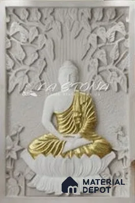 WL 00407 3D Overlay Mint Marble Buddha 900 x 600 mm Natural Stone Wall Cladding |  Stone is a Natural Product, Please Expect Variation in Shades