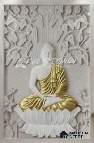 WL 00407 3D Overlay Mint Marble Buddha 900 x 600 mm Natural Stone Wall Cladding | Stone is a Natural Product, Please Expect Variation in Shades