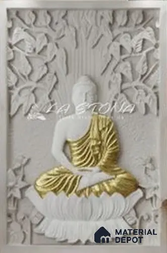 WL 00407 3D Overlay Mint Marble Buddha 900 x 600 mm Natural Stone Wall Cladding | Stone is a Natural Product, Please Expect Variation in Shades