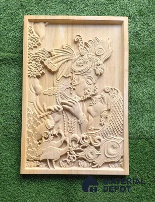 WL 00396 3D Saffron Radha Krishna 900 x 600 mm Natural Stone Wall Cladding |  Stone is a Natural Product, Please Expect Variation in Shades