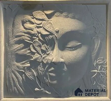 WL 00398 3D Snow Buddha 750 x 750 mm Natural Stone Wall Cladding |  Stone is a Natural Product, Please Expect Variation in Shades