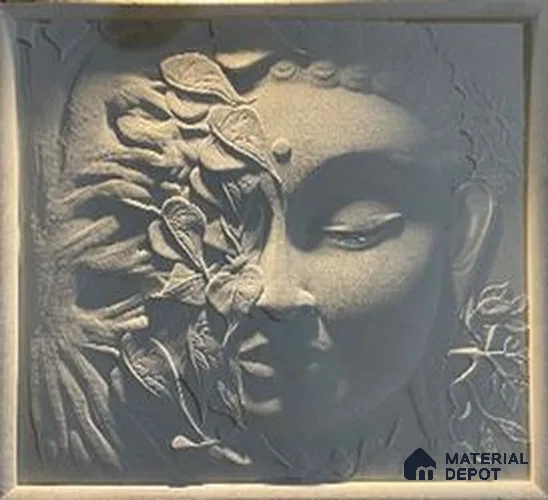 WL 00398 3D Snow Buddha 750 x 750 mm Natural Stone Wall Cladding |  Stone is a Natural Product, Please Expect Variation in Shades