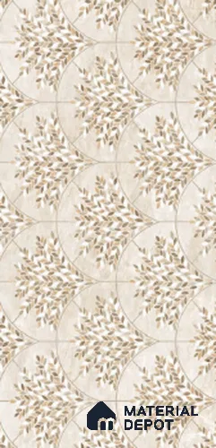 Floral Look Wall Tile TL 10936 Taj Mahal Decore 4 ft x 2 ft Carving Matte Finish Vitrified Tile - 9 mm | Suitable for Bathroom, Accent/Feature Wall, Dining Area