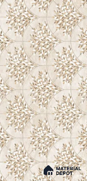 Floral Look Wall Tile TL 10936 Taj Mahal Decore 4 ft x 2 ft Carving Matte Finish Vitrified Tile - 9 mm | Suitable for Bathroom, Accent/Feature Wall, Dining Area