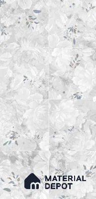 Floral Look Wall Tile TL 10927 Nairobi Florangle White Decore 4 ft x 2 ft Glue Matte Finish Vitrified Tile - 9 mm | Suitable for Bathroom, Accent/Feature Wall, Dining Area