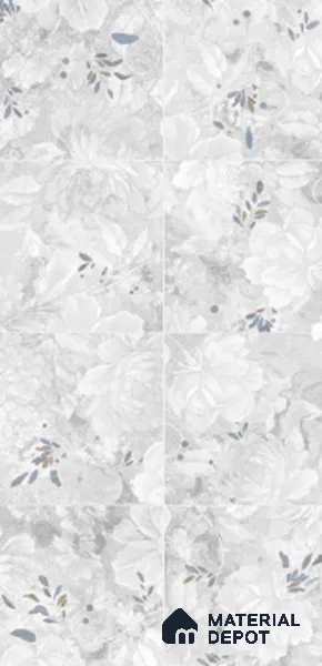 Floral Look Wall Tile TL 10927 Nairobi Florangle White Decore 4 ft x 2 ft Glue Matte Finish Vitrified Tile - 9 mm | Suitable for Bathroom, Accent/Feature Wall, Dining Area