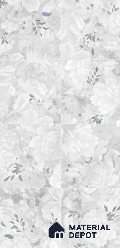 Floral Look Wall Tile TL 10927 Nairobi Florangle White Decore 4 ft x 2 ft Glue Matte Finish Vitrified Tile - 9 mm | Suitable for Bathroom, Accent/Feature Wall, Dining Area