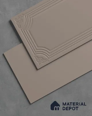 Full Body Photo Frame Wall TL 13223 E Sculpted Greige 4 ft x 2 ft Matte Finish Porcelain Tile - 9 mm | Suitable for Foyer, Bathroom Wall, Bedroom, Dining, Feature Wall / Accent Wall