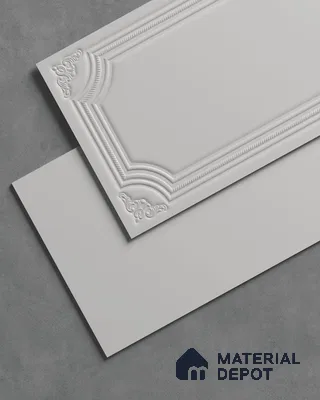 Full Body Photo Frame Wall TL 13223 B Sculpted Mist 2 ft x 4 ft Matte Finish Porcelain Tile - 9 mm | Suitable for Foyer, Bathroom Wall, Bedroom, Dining, Feature Wall / Accent Wall