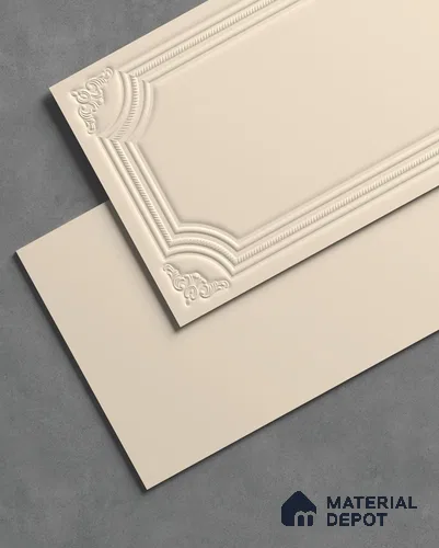 Full Body Photo Frame Wall TL 13223 C Sculpted Almond 4 ft x 2 ft Matte Finish Porcelain Tile - 9 mm | Suitable for Foyer, Bathroom Wall, Bedroom, Dining, Feature Wall / Accent Wall