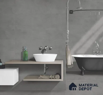 Stone Floor & Wall Tile TL 10846 D English Grey 4 ft x 2 ft Punch Matte Finish Vitrified Tile - 9 mm | 3 Random Designs | Suitable for Living Room, Bedroom & Kitchen