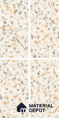 Terrazzo Floor & Wall Tile TL 10856 Classico Brown 4 ft x 2 ft Glossy Finish Vitrified Tile - 9 mm | 3 Random Designs | Suitable for Living Room, Bedroom & Kitchen