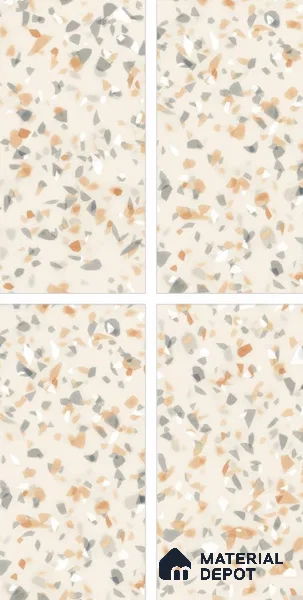 Terrazzo Floor & Wall Tile TL 10856 Classico Brown 4 ft x 2 ft Glossy Finish Vitrified Tile - 9 mm | 3 Random Designs | Suitable for Living Room, Bedroom & Kitchen
