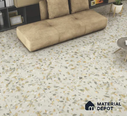 Terrazzo Floor & Wall Tile TL 10856 B Classico Green 4 ft x 2 ft Glossy Finish Vitrified Tile - 9 mm | 3 Random Designs | Suitable for Living Room, Bedroom & Kitchen