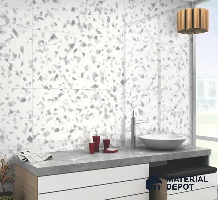Terrazzo Floor & Wall Tile TL 10856 C Classico White 4 ft x 2 ft Glossy Finish Vitrified Tile - 9 mm | 3 Random Designs | Suitable for Living Room, Bedroom & Kitchen
