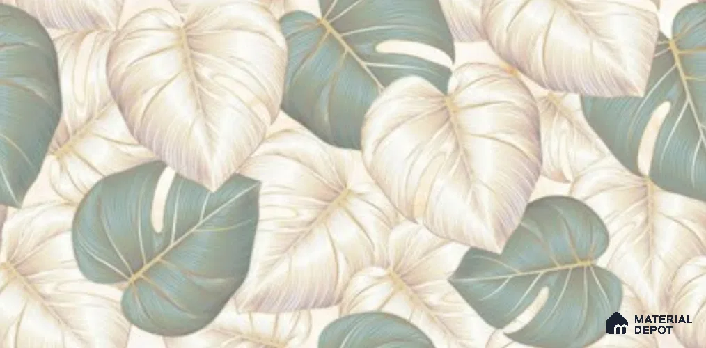 Tropical Wall Tile TL 11976 Verona Gold Leaf Decor 4 ft x 2 ft Glossy Finish Vitrified Tile - 9 mm | Suitable for Bathroom, Accent/Feature Wall, Dining Area