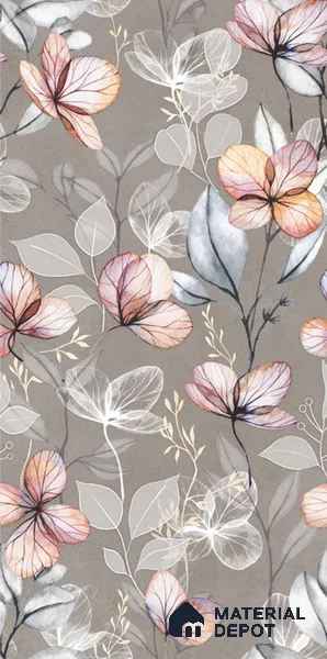 Floral Wall Tile TL 11972 D Roxy Silver Decor 4 ft x 2 ft Granulla Finish Vitrified Tile - 9 mm | Suitable for Bathroom, Accent/Feature Wall, Dining Area